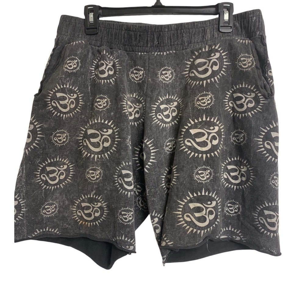 No Time Om Yoga Loungewear Sweat Shorts Washed Black Cotton‎ Large 34-36